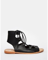 schwarze Römersandalen aus Leder von Asos