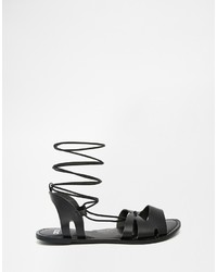 schwarze Römersandalen aus Leder von Asos