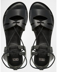 schwarze Römersandalen aus Leder von Asos