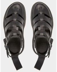 schwarze Römersandalen aus Leder von Dr. Martens