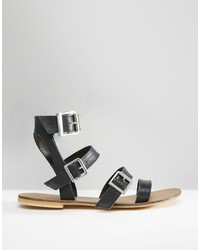 schwarze Römersandalen aus Leder von Asos