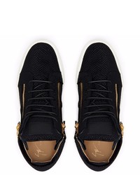 schwarze Samt niedrige Sneakers von Giuseppe Zanotti
