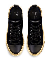 schwarze Samt niedrige Sneakers von Giuseppe Zanotti