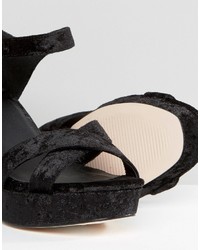schwarze Samt Sandaletten von Asos
