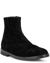 schwarze Samt Stiefeletten von Ann Demeulemeester