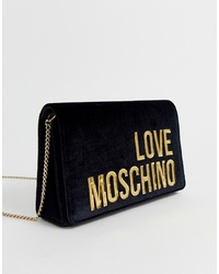 schwarze Samt Umhängetasche von Love Moschino