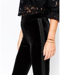 schwarze Samtleggings