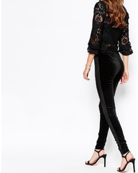 schwarze Samtleggings