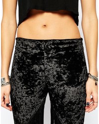 schwarze Samtleggings