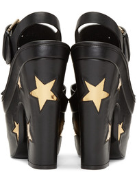 schwarze Sandalen mit Sternenmuster von Stella McCartney