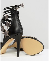 schwarze Sandalen mit Sternenmuster von Miss Selfridge