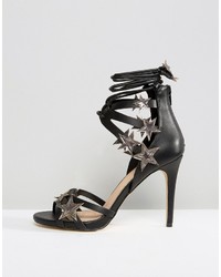 schwarze Sandalen mit Sternenmuster von Miss Selfridge