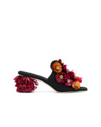 schwarze Sandaletten mit Blumenmuster von Sanayi 313