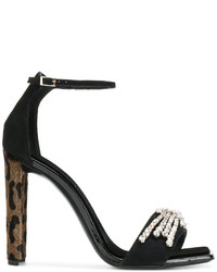 schwarze Sandaletten mit Leopardenmuster von Giuseppe Zanotti Design