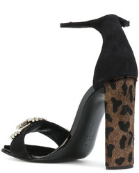 schwarze Sandaletten mit Leopardenmuster von Giuseppe Zanotti Design