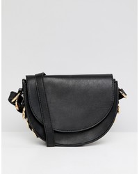 schwarze Satchel-Tasche aus Leder von ASOS DESIGN