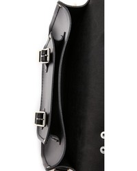 schwarze Satchel-Tasche aus Leder von Cambridge Silversmiths
