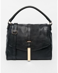 schwarze Satchel-Tasche aus Leder von Asos