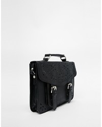 schwarze Satchel-Tasche aus Leder von Asos