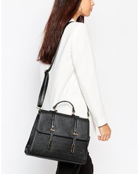 schwarze Satchel-Tasche aus Leder von Asos