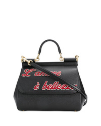 schwarze Satchel-Tasche aus Leder von Dolce & Gabbana