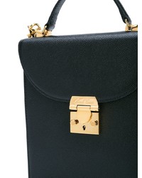 schwarze Satchel-Tasche aus Leder von MARK CROSS