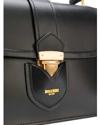 schwarze Satchel-Tasche aus Leder von Moschino