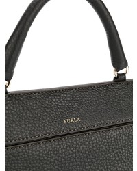 schwarze Satchel-Tasche aus Leder von Furla