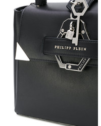 schwarze Satchel-Tasche aus Leder von Philipp Plein