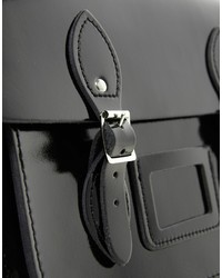 schwarze Satchel-Tasche aus Leder