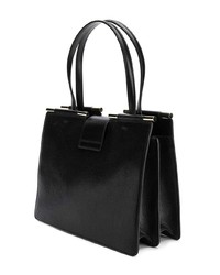 schwarze Satchel-Tasche aus Leder von Emporio Armani