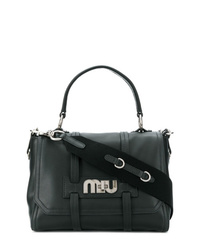 schwarze Satchel-Tasche aus Leder von Miu Miu
