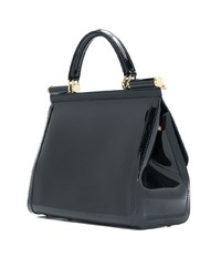 schwarze Satchel-Tasche aus Leder von Dolce & Gabbana