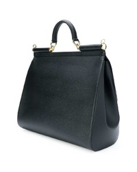 schwarze Satchel-Tasche aus Leder von Dolce & Gabbana
