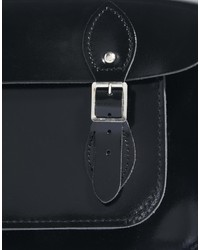 schwarze Satchel-Tasche aus Leder