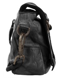 schwarze Satchel-Tasche aus Leder von X-ZONE