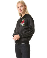 schwarze Satin Bomberjacke von Velvet