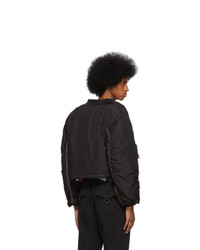 schwarze Satin Bomberjacke von Pyer Moss