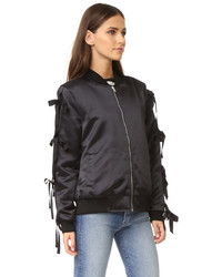 schwarze Satin Bomberjacke von Endless Rose