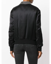 schwarze Satin Bomberjacke von Saint Laurent