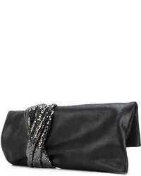 schwarze Satin Clutch von Jimmy Choo