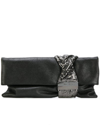 schwarze Satin Clutch von Jimmy Choo