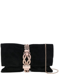 schwarze Satin Clutch von Jimmy Choo