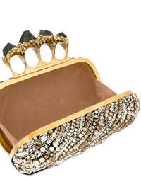 schwarze Satin Clutch von Alexander McQueen