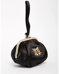 schwarze Satin Clutch von Love Moschino