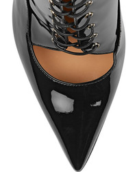 schwarze Schnürstiefeletten aus Leder mit Ausschnitten von Gianvito Rossi