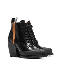 schwarze Schnürstiefeletten aus Leder von Chloé