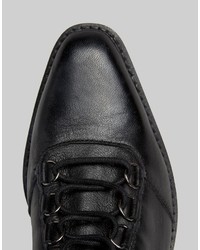 schwarze Schnürstiefeletten aus Leder von Asos