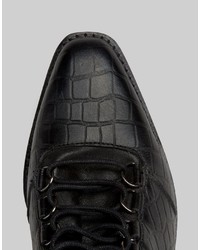 schwarze Schnürstiefeletten aus Leder von Asos