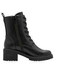 schwarze Schnürstiefeletten aus Leder von Marco Tozzi
